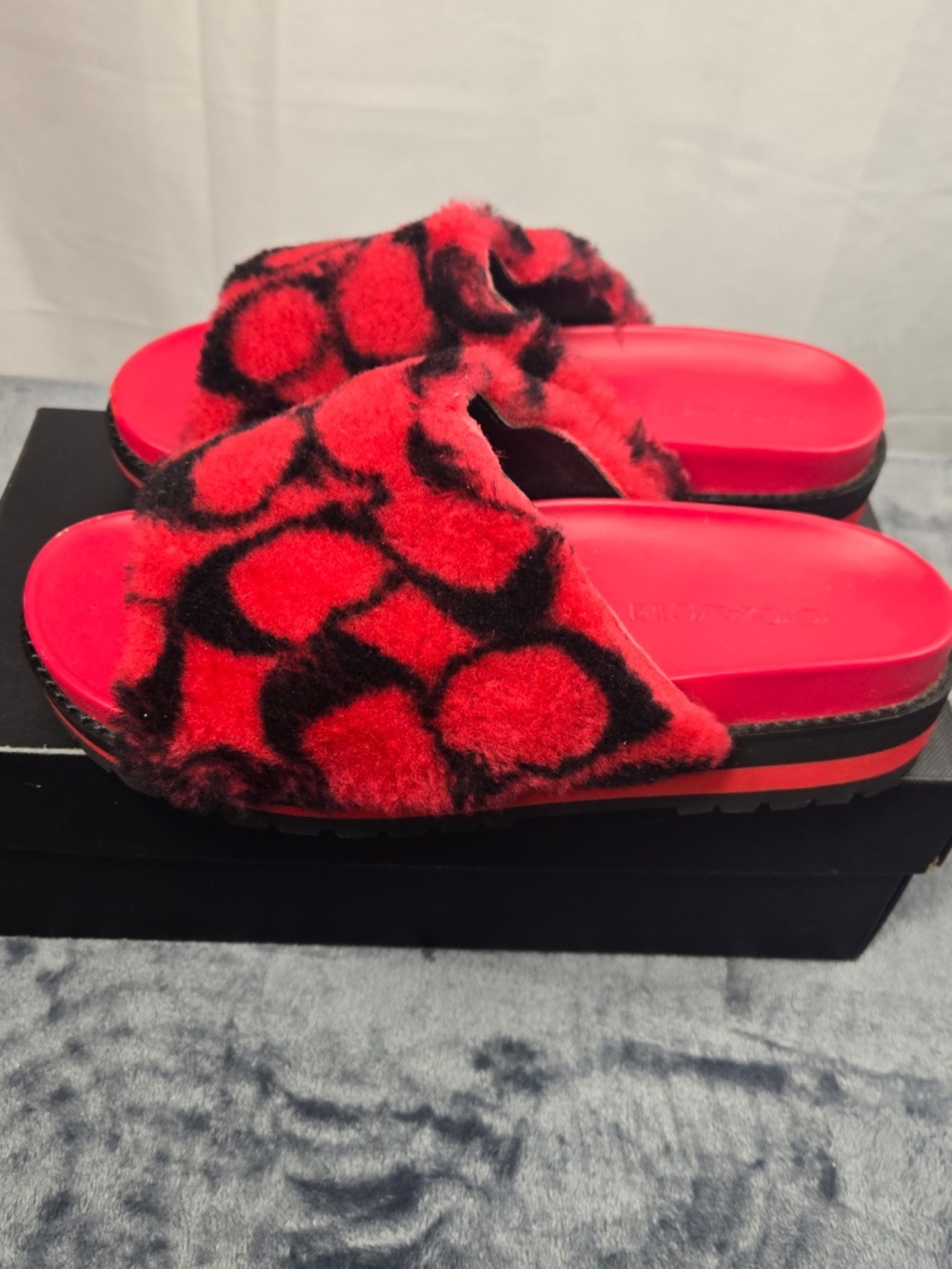 Coach Fur Slides with sneaker bottom - Picture 2 of 10
